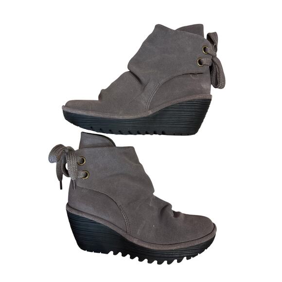 Fly London grey wedge boots size 37 - Picture 1 of 8